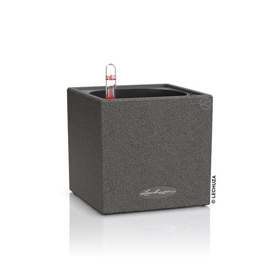 LECHUZA Canto Stone Low 14 Επιτραπέζια Γλάστρα 14x14x13.5cm Αυτοποτιζόμενη με Δοχείο GRAPHITE BLACK Γερμανίας