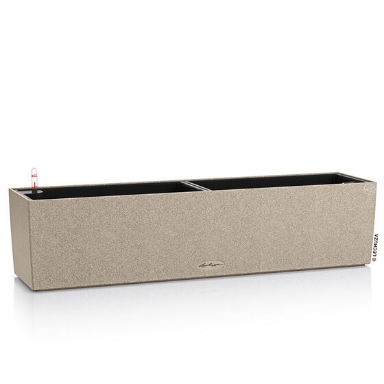 LECHUZA Balconera Stone 80 Ζαρντινιέρα 79x19x19cm Αυτοποτιζόμενη με 2 Δοχεία Φύτευσης Sand Beige Γερμανίας