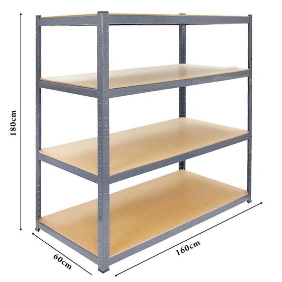 VESTA Μεταλλική Ραφιέρα Dexion 4όροφη Βαμμένη 160x60x180cm με Μοριοσανίδες Πάχους 6.8mm 38kg Πάχος Δοκών 1mm MAX Αντοχή 1200kg