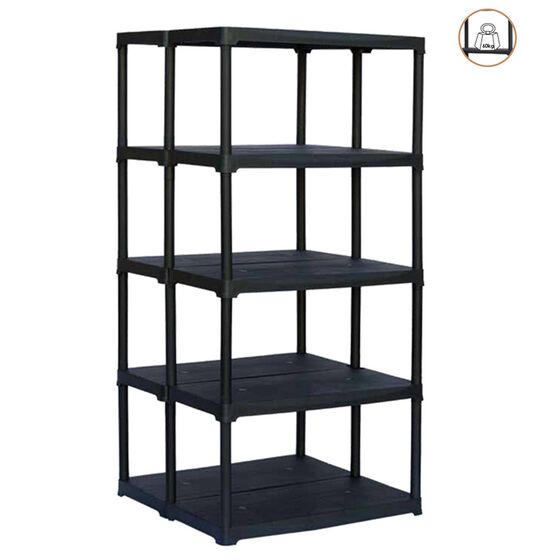 ARTPLAST Ιταλίας Πλαστική Ραφιέρα 18.5kg 5όροφη 90x77.5x176cm Αντοχή Ραφιού 60kg Max Αντοχή 300kg Σταθερά Ράφια Μαύρο