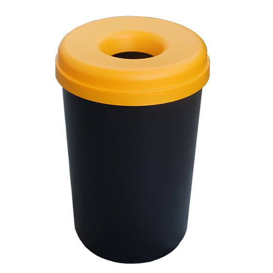 Κάδος Ανακύκλωσης 60lt Ø41x62.5cm 1.91kg Πλαστικός με Άνοιγμα Ø14cm στο Καπάκι Μαύρο-Κίτρινο Ελλάδας