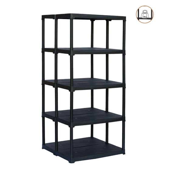 ARTPLAST Ιταλίας Πλαστική Ραφιέρα 15kg 5όροφη 80x77.5x176cm Αντοχή Ραφιού 60kg Max Αντοχή 300kg Σταθερά Ράφια Μαύρο