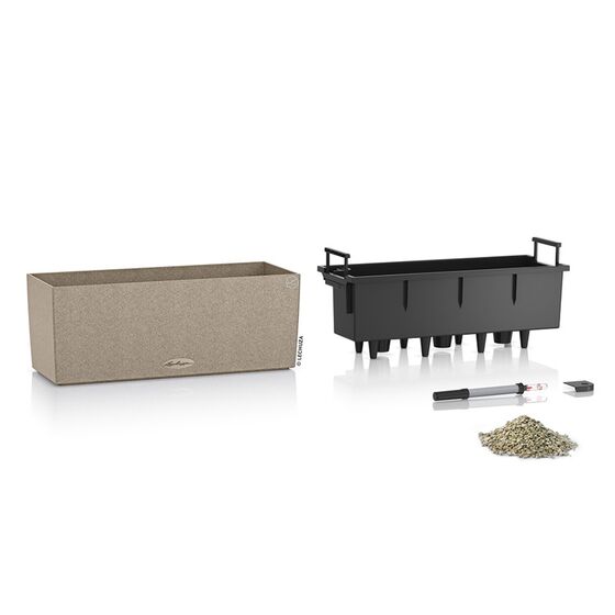 LECHUZA Balconera Stone 50 Ζαρντινιέρα 50x19x19cm Αυτοποτιζόμενη με Δοχείο Φύτευσης Sand Beige Γερμανίας