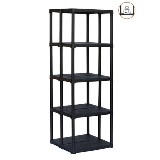 ARTPLAST Ιταλίας Πλαστική Ραφιέρα 8.5kg 5όροφη 60x58.5x176cm Αντοχή Ραφιού 40kg Max Αντοχή 200kg Σταθερά Ράφια Μαύρο