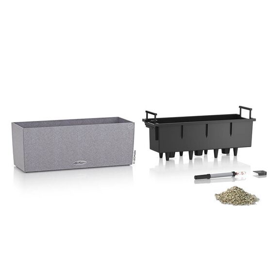 LECHUZA Balconera Stone 50 Ζαρντινιέρα 50x19x19cm Αυτοποτιζόμενη με Δοχείο Φύτευσης Stone Grey Γερμανίας