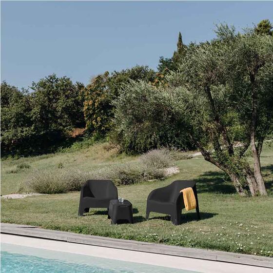 TOOMAX Πολυθρόνα-Καρέκλα Κήπου Στοιβαζόμενη 79x76.5x70cm Βάρος 6.8kg Petra Matte Anthracite Ιταλίας