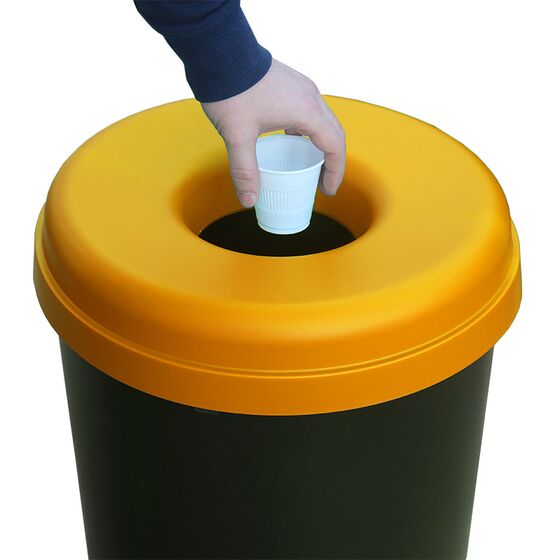 Κάδος Ανακύκλωσης 60lt Ø41x62.5cm 1.91kg Πλαστικός με Άνοιγμα Ø14cm στο Καπάκι Μαύρο-Κίτρινο Ελλάδας