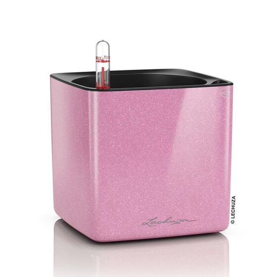 LECHUZA CUBE Glossy Kiss 14 Επιτραπέζια Γλάστρα 14x14x14cm Αυτοποτιζόμενη με Εσωτερικό Δοχείο SWEET CANDY Glitter Γερμανίας