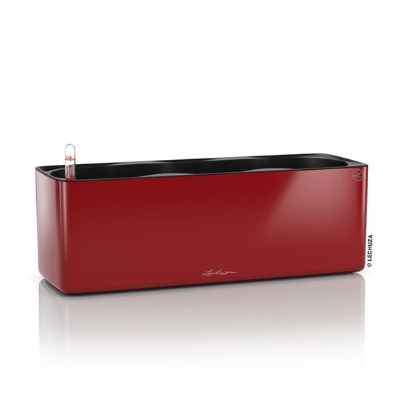 LECHUZA CUBE Glossy Triple Επιτραπέζια Γλάστρα 40x14x14cm Αυτοποτιζόμενη με Εσωτερικό Δοχείο Scarlet Red Γερμανίας