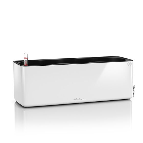 LECHUZA CUBE Glossy Triple Επιτραπέζια Ζαρντινιέρα 40x14x14cm Αυτοποτιζόμενη με Εσωτερικό Δοχείο White Γερμανίας