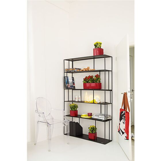 LECHUZA CUBE Glossy 16 Επιτραπέζια Γλάστρα 17x17x16cm Αυτοποτιζόμενη με Εσωτερικό Δοχείο Scarlet Red Γερμανίας