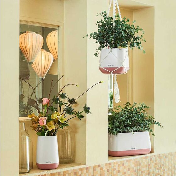 LECHUZA YULA Flower Διακοσμητικό Βάζο-Ανθοδοχείο 14x14x21cm White-Pearl Rose Γερμανίας
