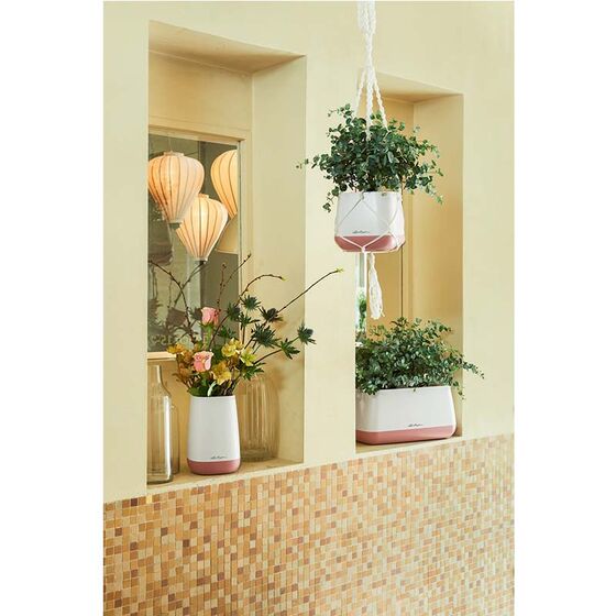 LECHUZA YULA Ζαρντινιέρα-Κασπώ 38x17x18cm Αυτοποτιζόμενη Λευκό-Ροζ Γερμανίας