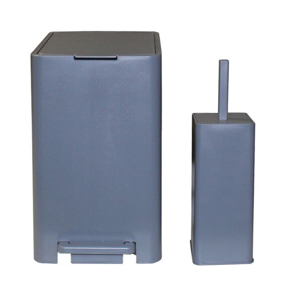 Σετ Κάδος Μπάνιου με Πεντάλ 17lt με Εσωτερικό Κάδο 10lt και Πιγκάλ Πλαστικό SOFT CLOSE Γκρι Τιτανίου Ελλάδας