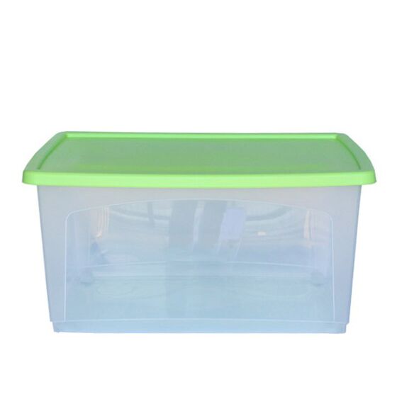 Κουτί Αποθήκευσης 59x40x30cm Πλαστικό 52lt Βάρος 1.25kg με 4 Ρόδες Διάφανο με Λαχανί Καπάκι Ελλάδας