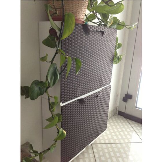 ARTPLAST Ιταλίας Παπουτσοθήκη Πλαστική Συναρμολογούμενη 51x17.3x41cm για 3 Ζευγάρια 2.5 kg RATTAN UNIKA Γκρι Καφέ - Μπεζ