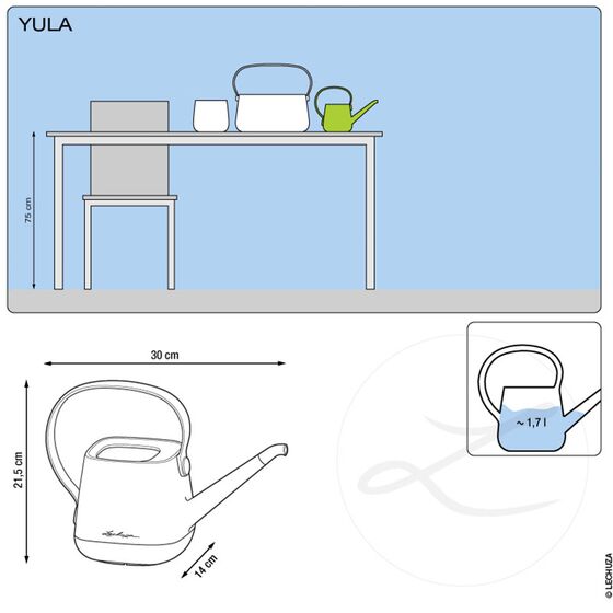 LECHUZA YULA Ποτιστήρι 30x14x21.5cm 1.7lt Πλαστικό Λευκό-Πράσινο Γερμανίας