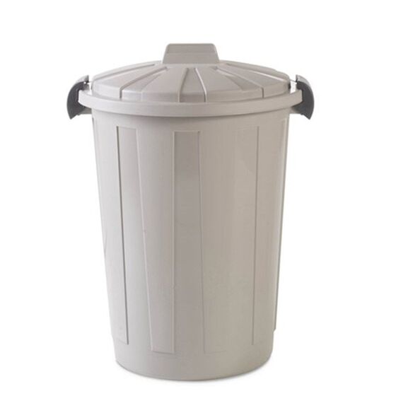 Κάδος Απορριμάτων 60lt Ø44x65cm Επαγγελματικός Πλαστικός με Καπάκι και Κλιπς 1.85kg Γκρι-Καφέ