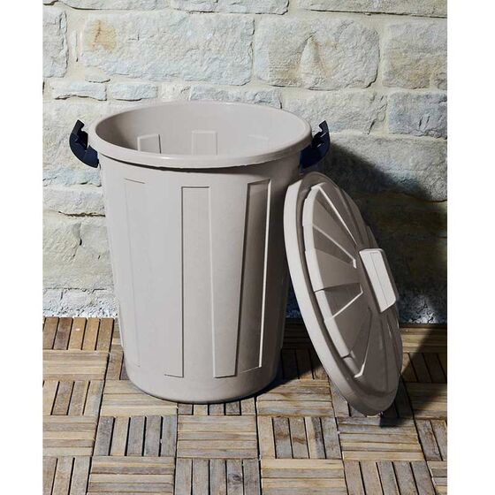 Κάδος Απορριμάτων 60lt Ø44x65cm Επαγγελματικός Πλαστικός με Καπάκι και Κλιπς 1.85kg Γκρι-Καφέ