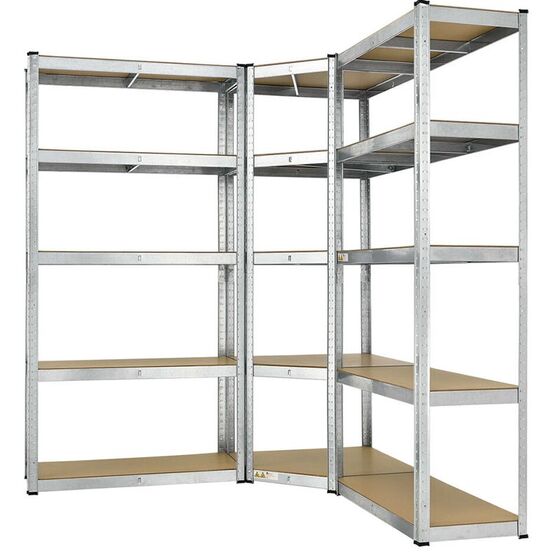 VESTA Μεταλλική Γαλβανιζέ Ραφιέρα Dexion 5όροφη 90x90x180cm με Μοριοσανίδες Πάχους 5mm 24.5kg Πάχος Δοκών 0.7mm MAX Αντοχή 875kg (175kg / Ράφι)