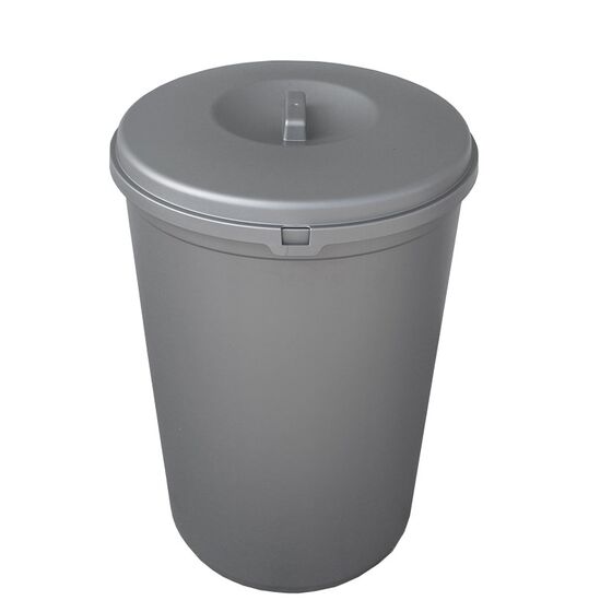 Κάδος Απορριμάτων 60lt Ø42x60.5cm 1.79kg Πλαστικός με Καπάκι Ασημί Ελλάδας