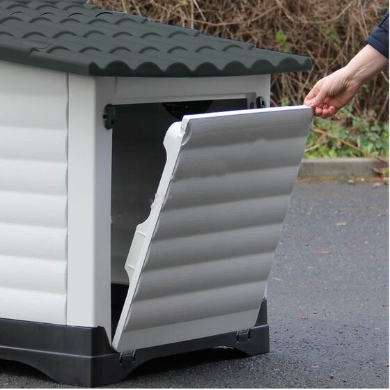 VESTA Σπίτι Σκύλου Medium 91.4x68.9x66cm με Πορτάκι Ασφαλείας και Ανοιγόμενη Πλευρά 8kg Λευκό Πάγου-Γκρί