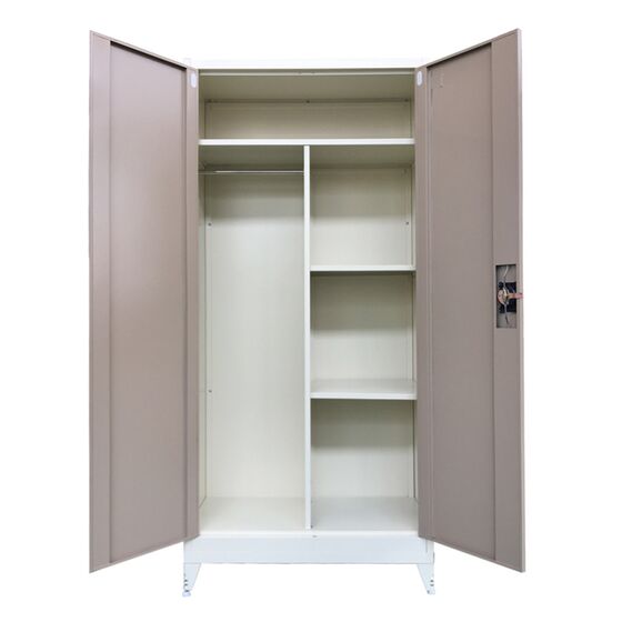 STEELEN Μεταλλική Ντουλάπα 70x40x181cm Πάχους 0.6mm/0.8mm (πάτωμα) Γαλβανιζέ με Χώρισμα και Ρυθμιζόμενα Πόδια - 5 Αποθηκευτικοί Χώροι Taupe - Μπεζ