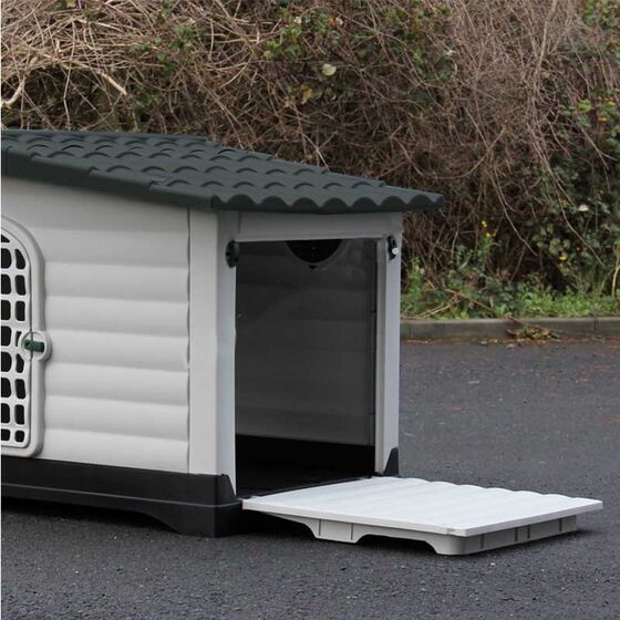 VESTA Σπίτι Σκύλου Medium 91.4x68.9x66cm με Πορτάκι Ασφαλείας και Ανοιγόμενη Πλευρά 8kg Λευκό Πάγου-Γκρί