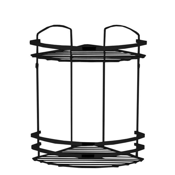 TEKNO-TEL Γωνιακή Εταζέρα Μπάνιου INOX Matte (Ανοξείδωτο Ατσάλι-Ματ Όψη) 2όροφη 27x19x32cm Βάρος 0.80kg Πάχος Ø5mm Μαύρο