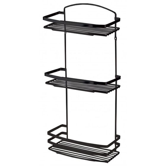 TEKNO-TEL Εταζέρα Μπάνιου INOX Matt (Ανοξείδωτο Ατσάλι-Ματ Όψη) 3όροφη 25x13x48cm Βάρος 1.05kg Πάχος Ø5mm Μαύρο Matt