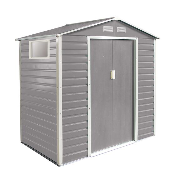 STEELEN Μεταλλική Αποθήκη Κήπου-Σπιτάκι Κήπου 213x127x211cm (7'x4.2') 2.4m² Γαλβανιζέ με Παράθυρο EVAN PLUS A Γκρι Καφέ