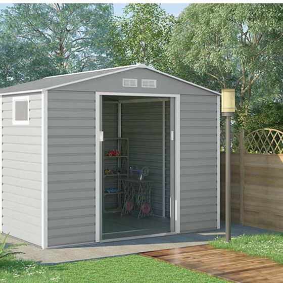 STEELEN Μεταλλική Αποθήκη Κήπου-Σπιτάκι Κήπου 213x127x211cm (7'x4.2') 2.4m² Γαλβανιζέ με Παράθυρο EVAN PLUS A Γκρι Καφέ