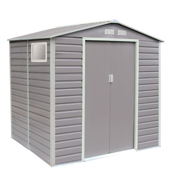 STEELEN Μεταλλική Αποθήκη Κήπου-Σπιτάκι Κήπου 213x191x211cm (7'x6.2') 3.7m² Γαλβανιζέ με Παράθυρο EVAN PLUS B Γκρι Καφέ