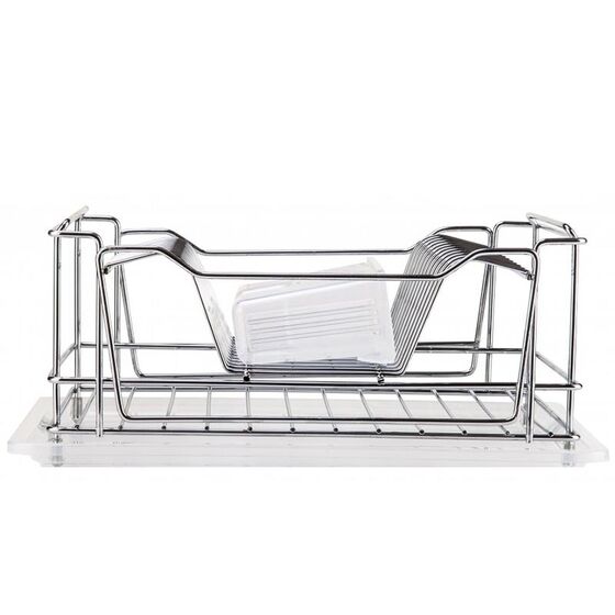 TEKNO-TEL Πιατοθήκη Στεγνωτήριο Αποσπώμενο INOX (Ανοξείδωτο Ατσάλι) 37x30x24cm 2όροφο Βάρος 1.5kg 13 Θέσεις Πιάτων με Θήκη και Δίσκο Μαύρο Matt