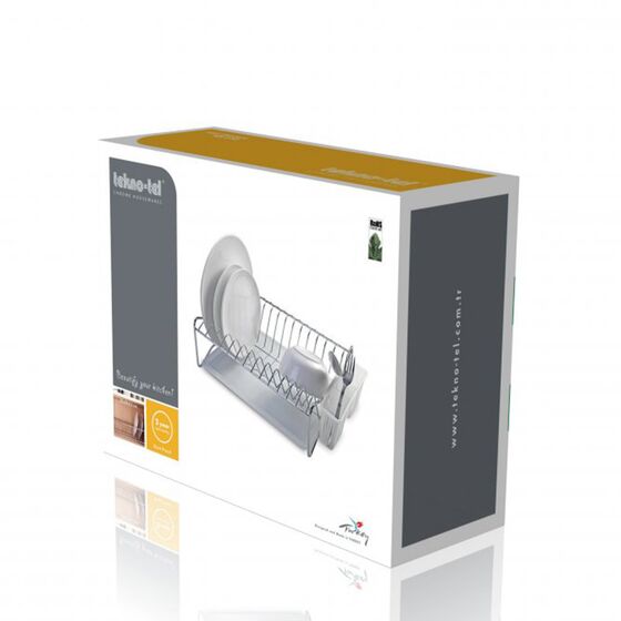 TEKNO-TEL Πιατοθήκη Στεγνωτήριο Αποσπώμενο INOX (Ανοξείδωτο Ατσάλι) 37x30x24cm 2όροφο Βάρος 1.5kg 13 Θέσεις Πιάτων με Θήκη και Δίσκο Μαύρο Matt