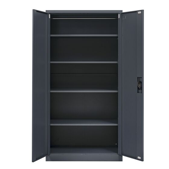 STEELEN Μεταλλική Ντουλάπα 90x45x181cm Πάχους 0.6mm/0.8mm (πάτωμα) Γαλβανιζέ με 4 Ράφια - 5 Αποθηκευτικοί Χώροι ΧΩΡΙΣ ΠΟΔΙΑ Ανθρακί Ματ