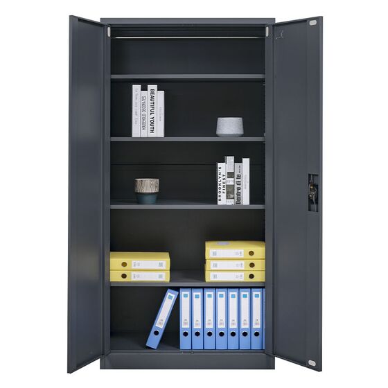 STEELEN Μεταλλική Ντουλάπα 90x45x181cm Πάχους 0.6mm/0.8mm (πάτωμα) Γαλβανιζέ με 4 Ράφια - 5 Αποθηκευτικοί Χώροι ΧΩΡΙΣ ΠΟΔΙΑ Ανθρακί Ματ