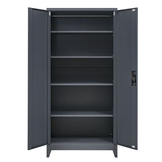 STEELEN Μεταλλική Ντουλάπα 90x45x191cm Πάχους 0.6mm/0.8mm (πάτωμα) Γαλβανιζέ με 4 Ράφια και Ρυθμιζόμενα Πόδια - 5 Αποθηκευτικοί Χώροι Ανθρακί Ματ