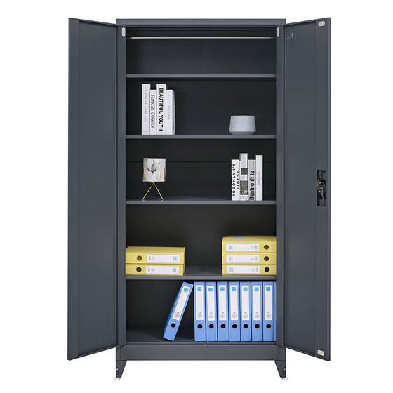 STEELEN Μεταλλική Ντουλάπα 90x45x191cm Πάχους 0.6mm/0.8mm (πάτωμα) Γαλβανιζέ με 4 Ράφια και Ρυθμιζόμενα Πόδια - 5 Αποθηκευτικοί Χώροι Ανθρακί Ματ