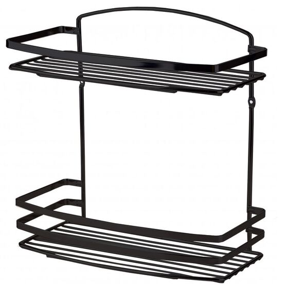 TEKNO-TEL Εταζέρα Μπάνιου INOX Matt (Ανοξείδωτο Ατσάλι-Ματ Όψη) 2όροφη 25x13x28cm Βάρος 0.75kg Πάχος Ø5mm Μαύρο Matt