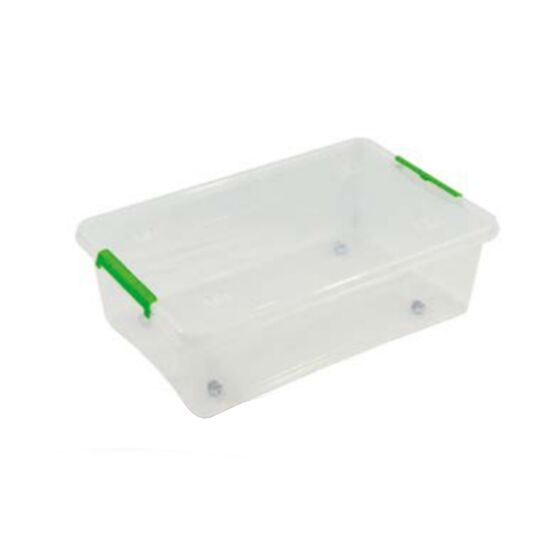 ARTPLAST Ιταλίας Κουτί Αποθήκευσης Πλαστικό 58.5x39x17cm 25lt με Κλιπς και Ρόδες Διάφανο