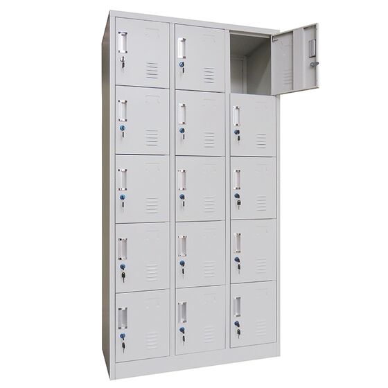 STEELEN Μεταλλική Ντουλάπα - Φοριαμός (Locker) 90x45x180cm 15 Ντουλάπια Πάχος 0.6mm Χωρίς Πόδια 54kg Γκρι Ανοιχτό