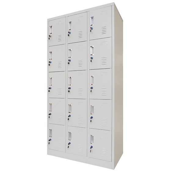 STEELEN Μεταλλική Ντουλάπα - Φοριαμός (Locker) 90x45x180cm 15 Ντουλάπια Πάχος 0.6mm Χωρίς Πόδια 54kg Γκρι Ανοιχτό