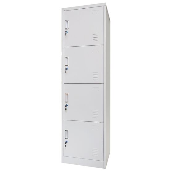 STEELEN Μεταλλική Ντουλάπα-Φοριαμός (Locker) 50x45x180cm 4 Ντουλάπια ΧΩΡΙΣ ΠΟΔΙΑ Πάχος 0.4mm 24kg Γκρι Ανοικτό