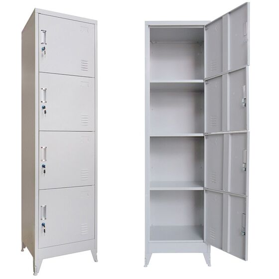 STEELEN Μεταλλική Ντουλάπα-Φοριαμός (Locker) 50x45x190cm 4 Ντουλάπια Πάχος 0.4mm 24kg Γκρι Ανοικτό