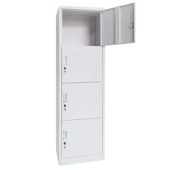 STEELEN Μεταλλική Ντουλάπα-Φοριαμός (Locker) 50x45x180cm 4 Ντουλάπια ΧΩΡΙΣ ΠΟΔΙΑ Πάχος 0.4mm 24kg Γκρι Ανοικτό