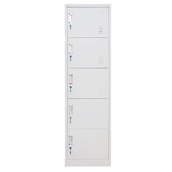 STEELEN Μεταλλική Ντουλάπα-Φοριαμός (Locker) 50x45x180cm 5 Ντουλάπια ΧΩΡΙΣ ΠΟΔΙΑ 25kg Γκρι Ανοικτό