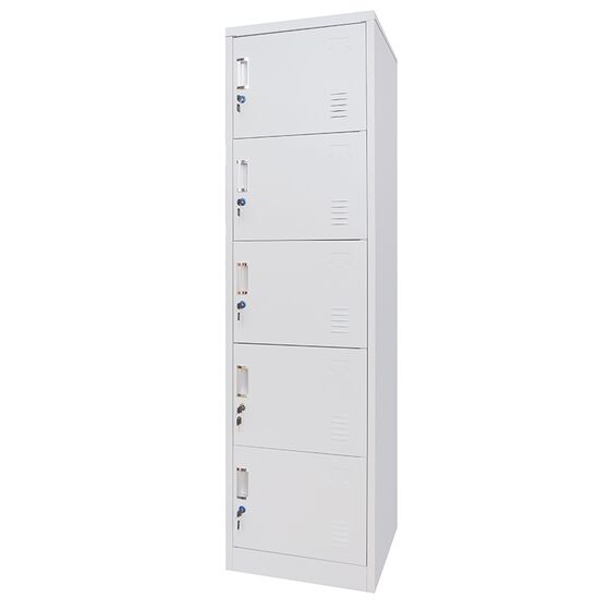 STEELEN Μεταλλική Ντουλάπα-Φοριαμός (Locker) 50x45x180cm 5 Ντουλάπια ΧΩΡΙΣ ΠΟΔΙΑ 25kg Γκρι Ανοικτό