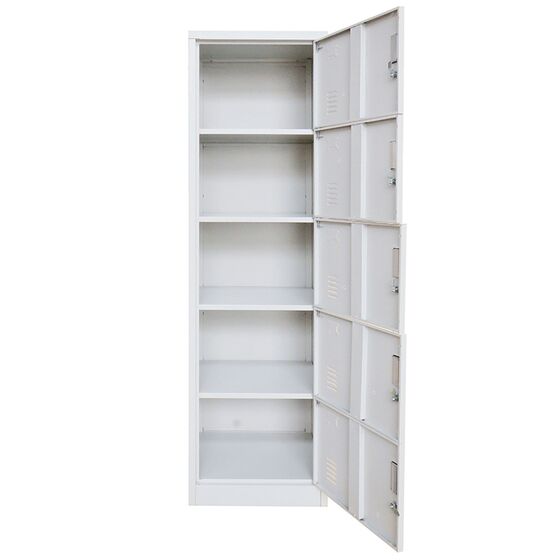 STEELEN Μεταλλική Ντουλάπα-Φοριαμός (Locker) 50x45x180cm 5 Ντουλάπια ΧΩΡΙΣ ΠΟΔΙΑ 25kg Γκρι Ανοικτό