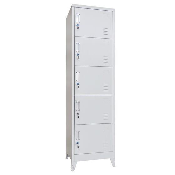 STEELEN Μεταλλική Ντουλάπα-Φοριαμός (Locker) 50x45x190cm 5 Ντουλάπια Πάχος 0.4mm 25kg Γκρι Ανοικτό